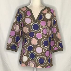 Boden Lightweight Cotton Circle Geometric Blouse Size 4